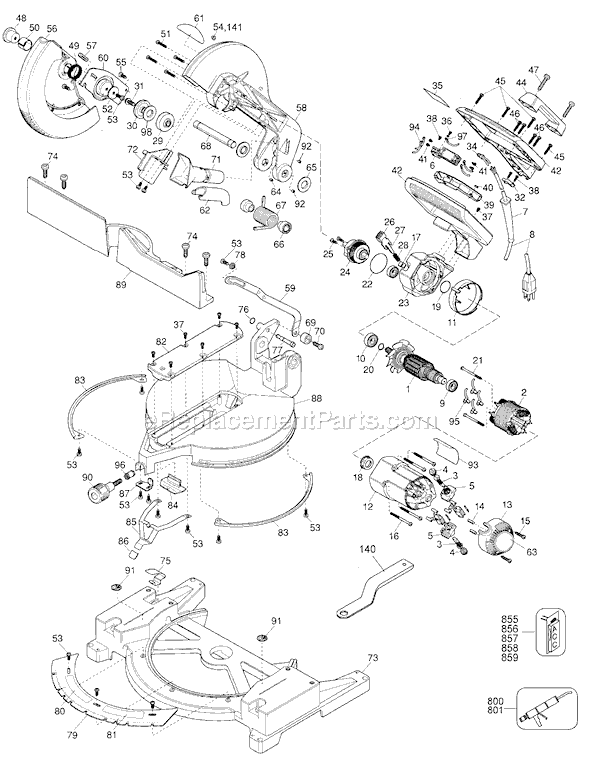 Page A Diagram and Parts List for 3660 Type 3 Black and Decker Miter Saw